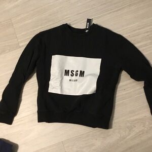 MSGM Black and White Crewneck Sweater